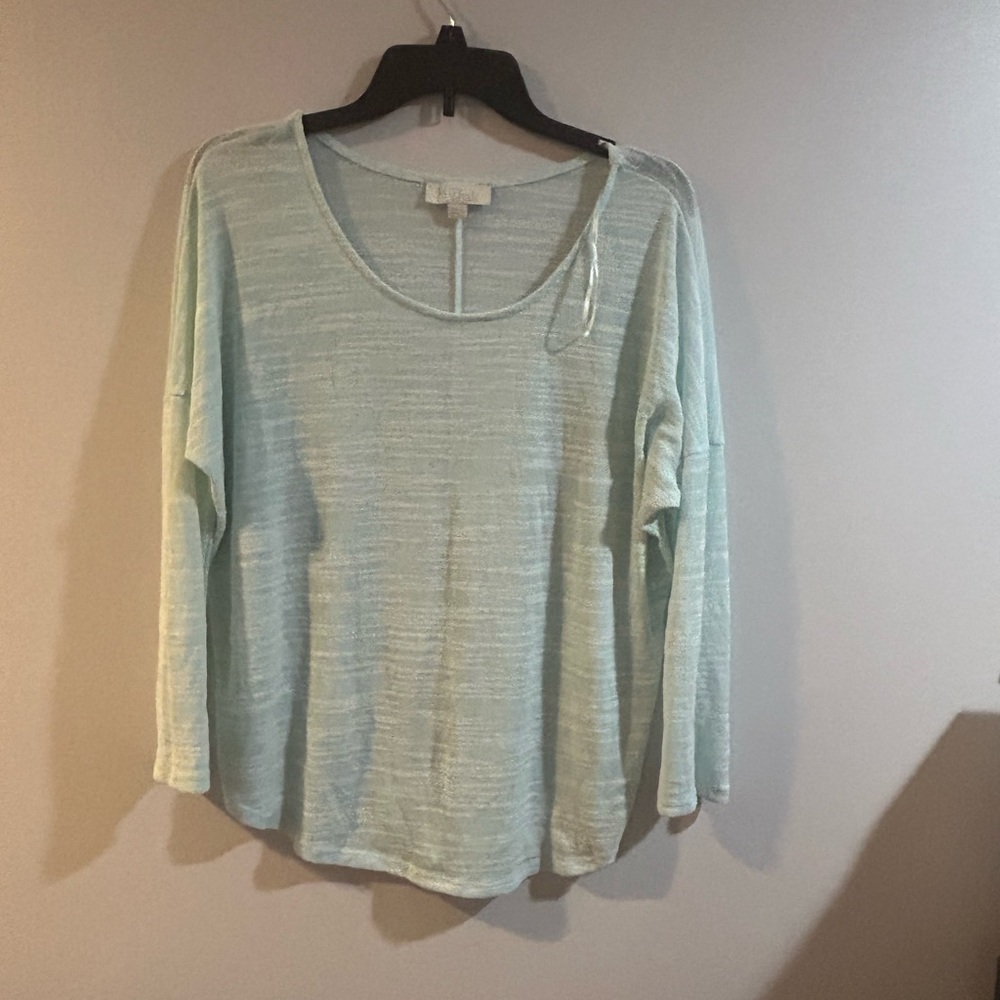 Olive and oak long sleeve sheer green top size large